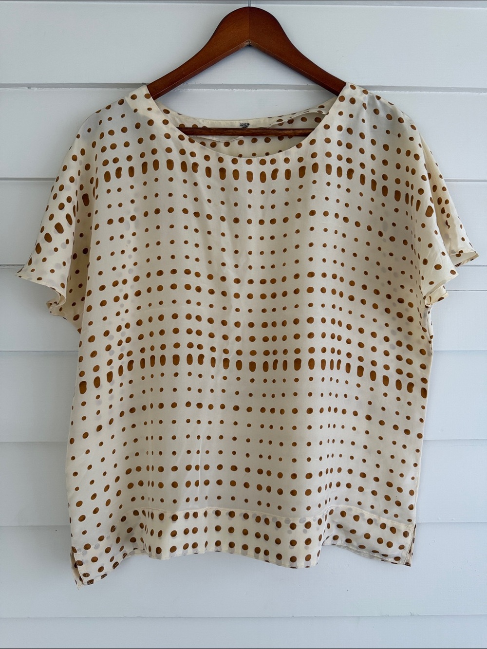 Flowy Soft Yellow Polka Dot Blouse boutique soft feminine cottagecore boho silk